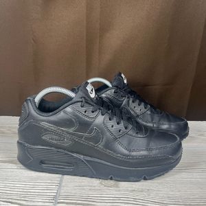 Nike Air Max 90 Recraft Triple Black Womens Shoes Leather Sneaker Size 8.5